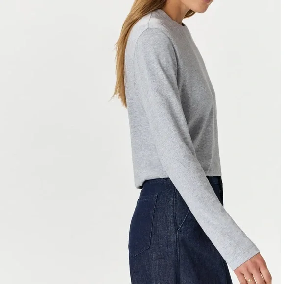 QUINCE WOMEN LIGHTWEIGHT COTTON MODAL RELAXED LONGSLEEVE T-SHIRT GREEN SMALL NWT - Picture 3 of 8